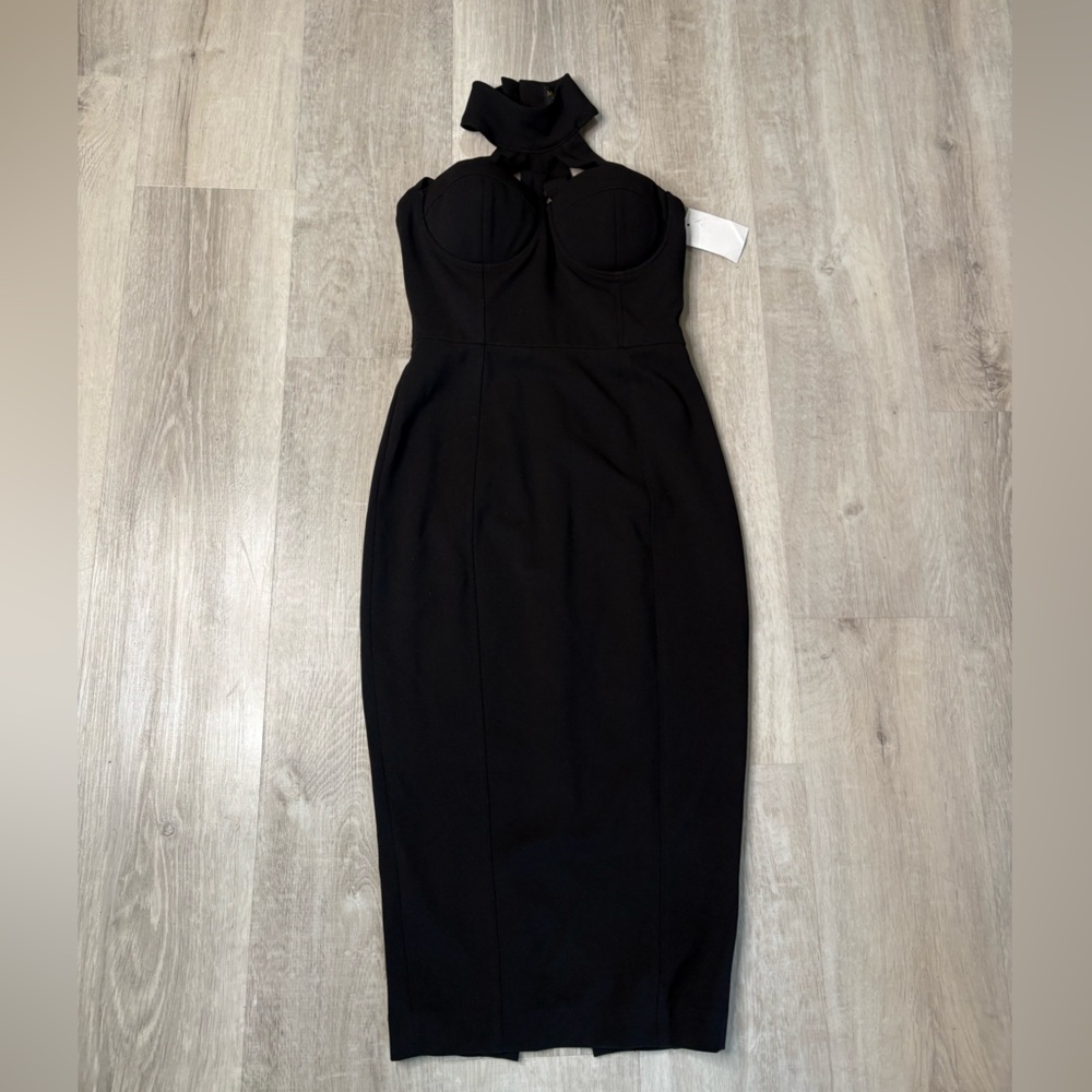 MISHA COLLECTION Elegant Black Halter Dress